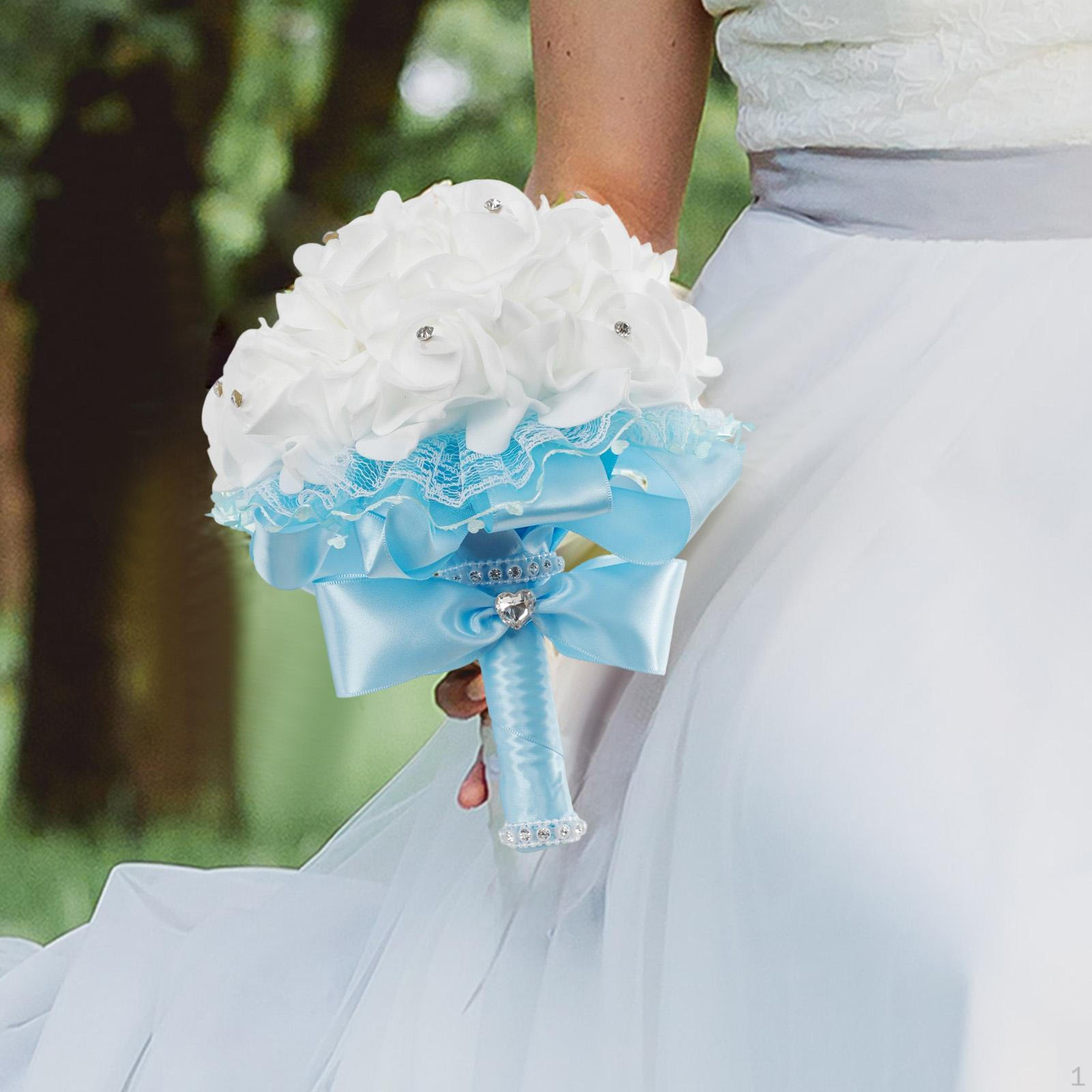 

Искусственный свадебный букет с цветами ручной работы, идеально подходит для улицы или дома синий