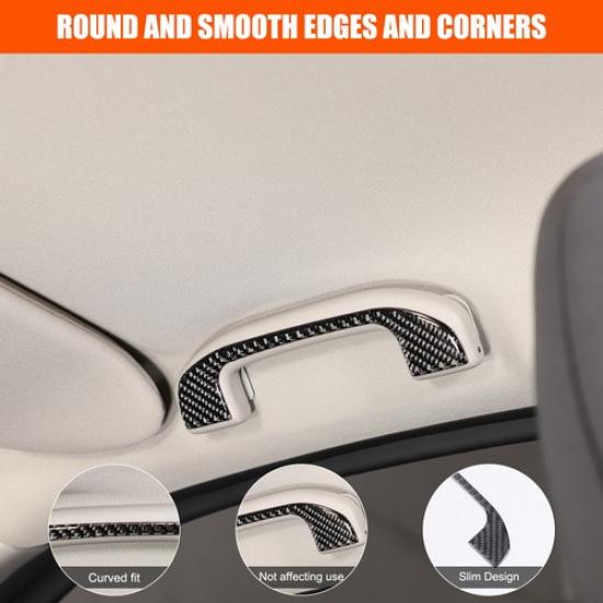 1pc Soft Carbon Fiber Car Roof Handle Trim Sticker For Nissan Frontier D41 2024+