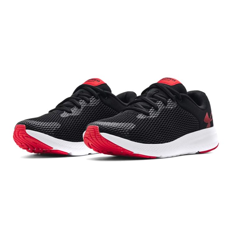 Under Armour Charged Pursuit 2 Comfortable Versatile Low-Top Kids Running Shoes Kids sneaker Black Red 3024484-001