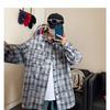 Spring and autumn high-end retro tie-dye plaid shirt men's long-sleeved versatile simple jacket
