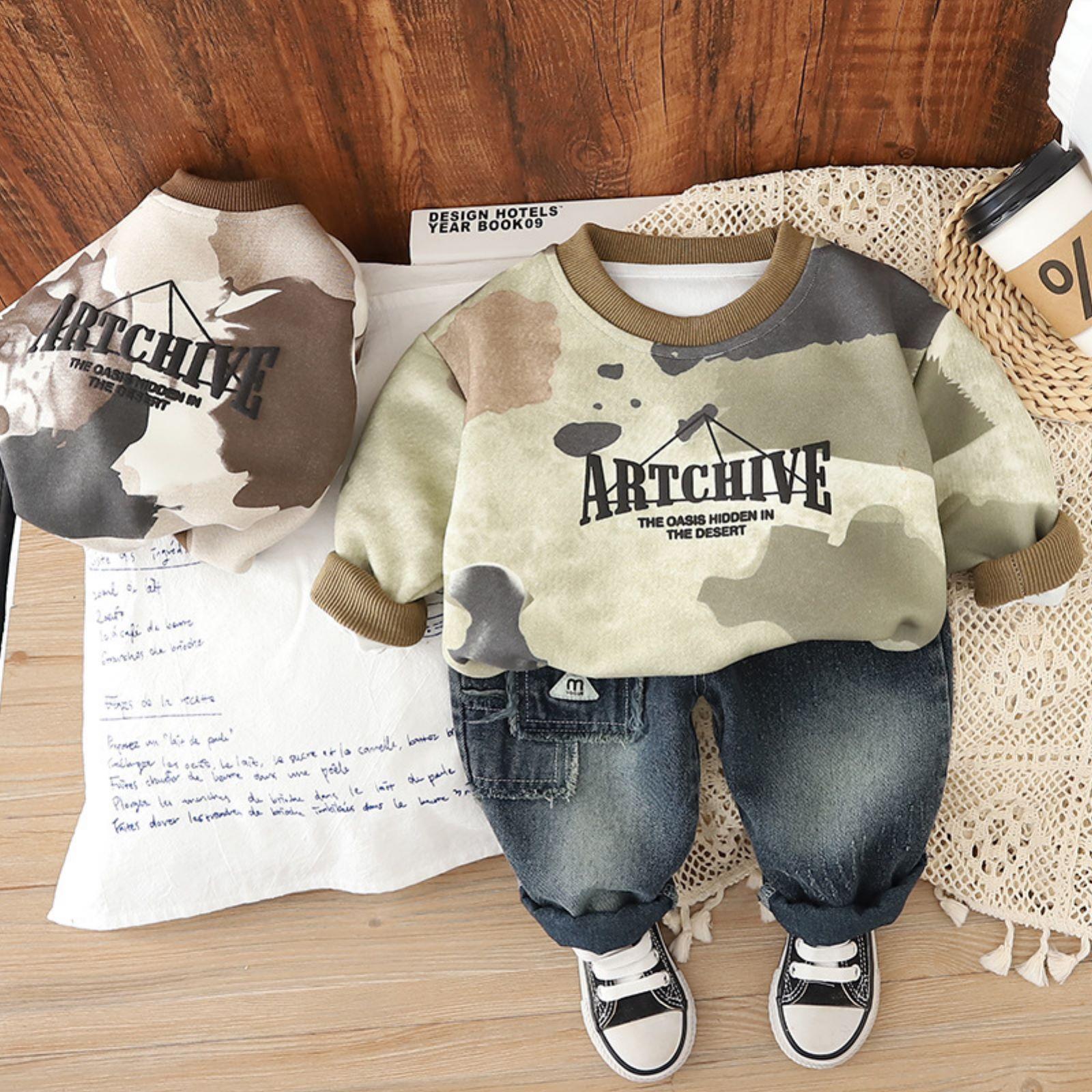 

Детский повседневный комплект с длинным рукавом, удобные наряды для повседневной носки 80