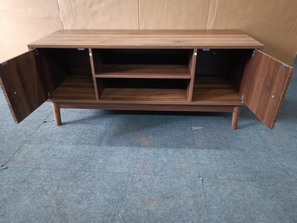 Mobile TV da 110 cm, Stile Moderno di Metà Secolo per TV da 32/45 Pollici, Centro Intrattenimento con Contenitore, Tavolino per Media per Soggiorno e Camera da Letto, Noce