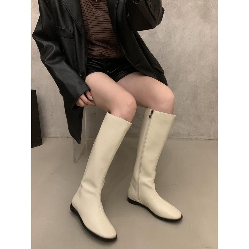 French brown Maillard skinny boots women's shoes 2025 new autumn Korean version boots medium tube knight boots