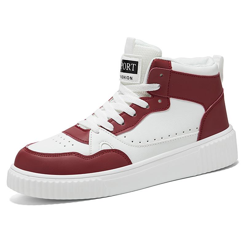

Large size new men s and women s board shoes high top leather surface lightweight casual versatile sports shoes couple 45 червоний