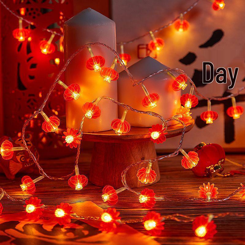 Solar LED Red Lantern String Lights for Festive New Year and Spring Festival Decor