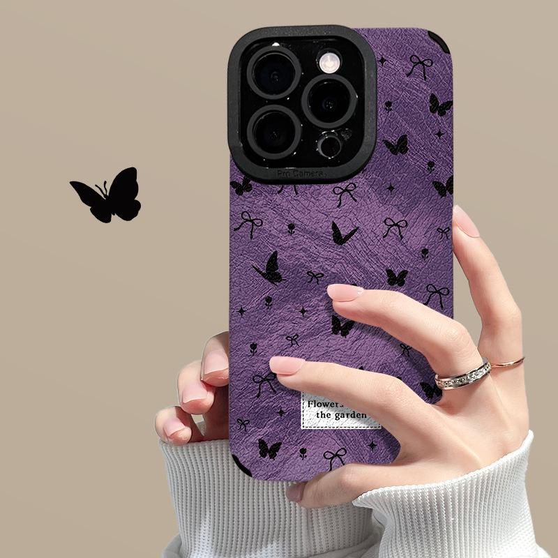 Dark Purple Butterfly Chain Is Suitable for Apple 17promax Mobile Phone Case iPhone15 Soft Silicone 16 Sticker 14 Huawei
