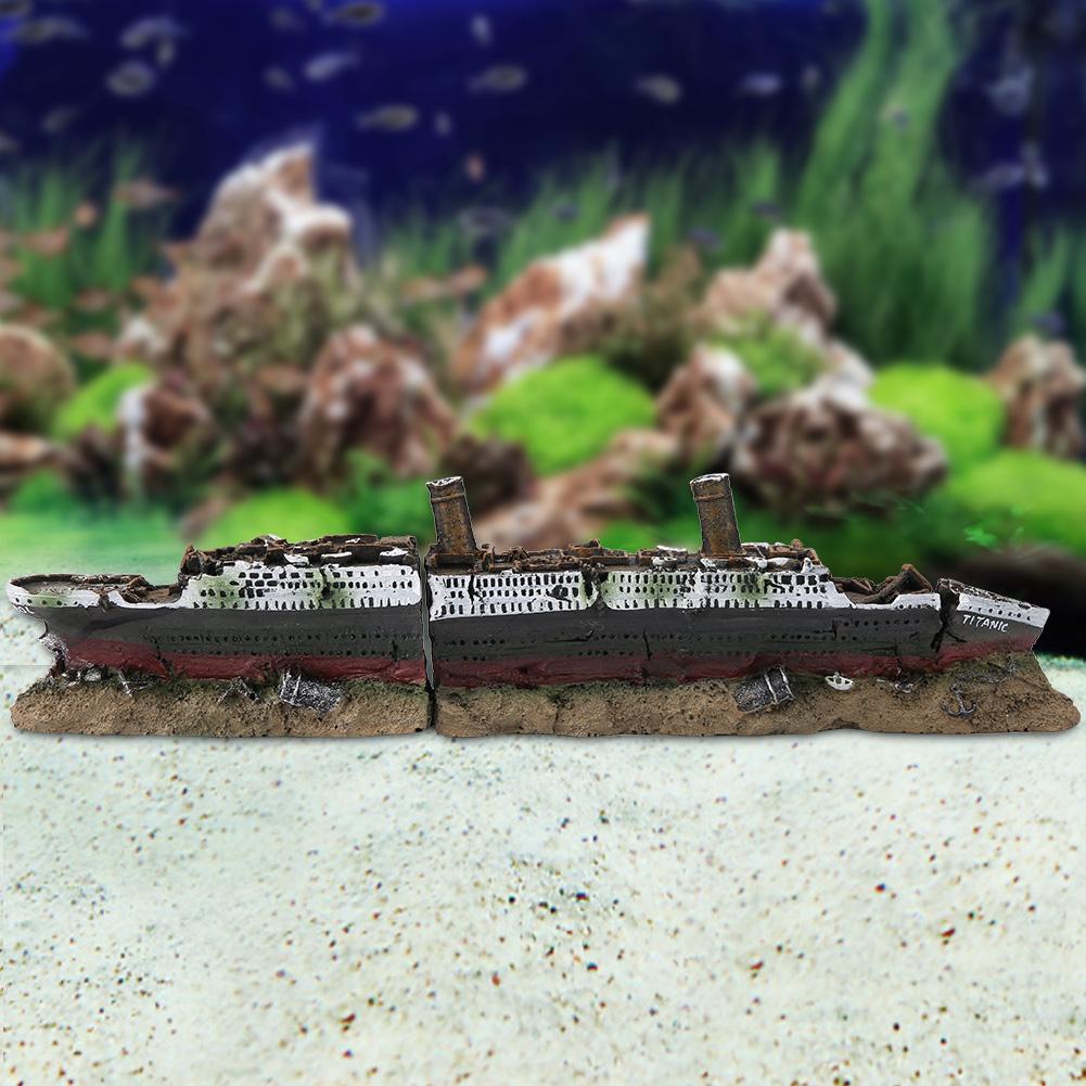 Titanic Lost Wrecked Barca Nave Acquario Decorazione Ornamento ornamenti del relitto