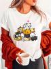 Cats Print Crew Neck TShirt Casual Short Sleeve for Spring Summer Womens Clothing Harajuku Sleeve Casual Aesthetic Clothes