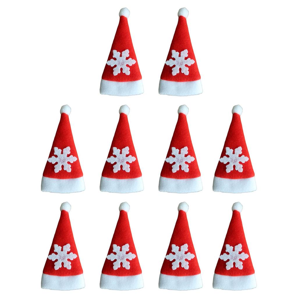 Christmas Cutlery Hats Mini Santa Hat Tableware Bags Brushed Cloth Reusable Decor for Red Christmas Balls and Festive Settings