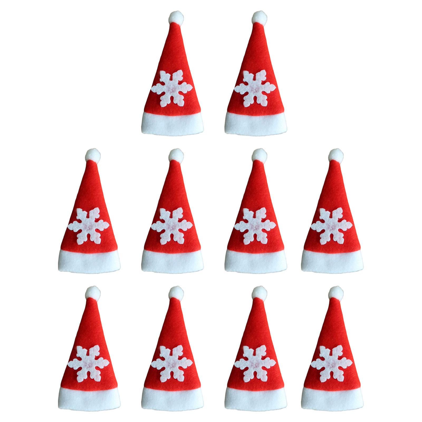 

10x Christmas Cutlery Holders Small Santa Claus Hat Wine Bottle Cap Silverware Holder for Holiday Dinner Table Party Xmas Gift червоний