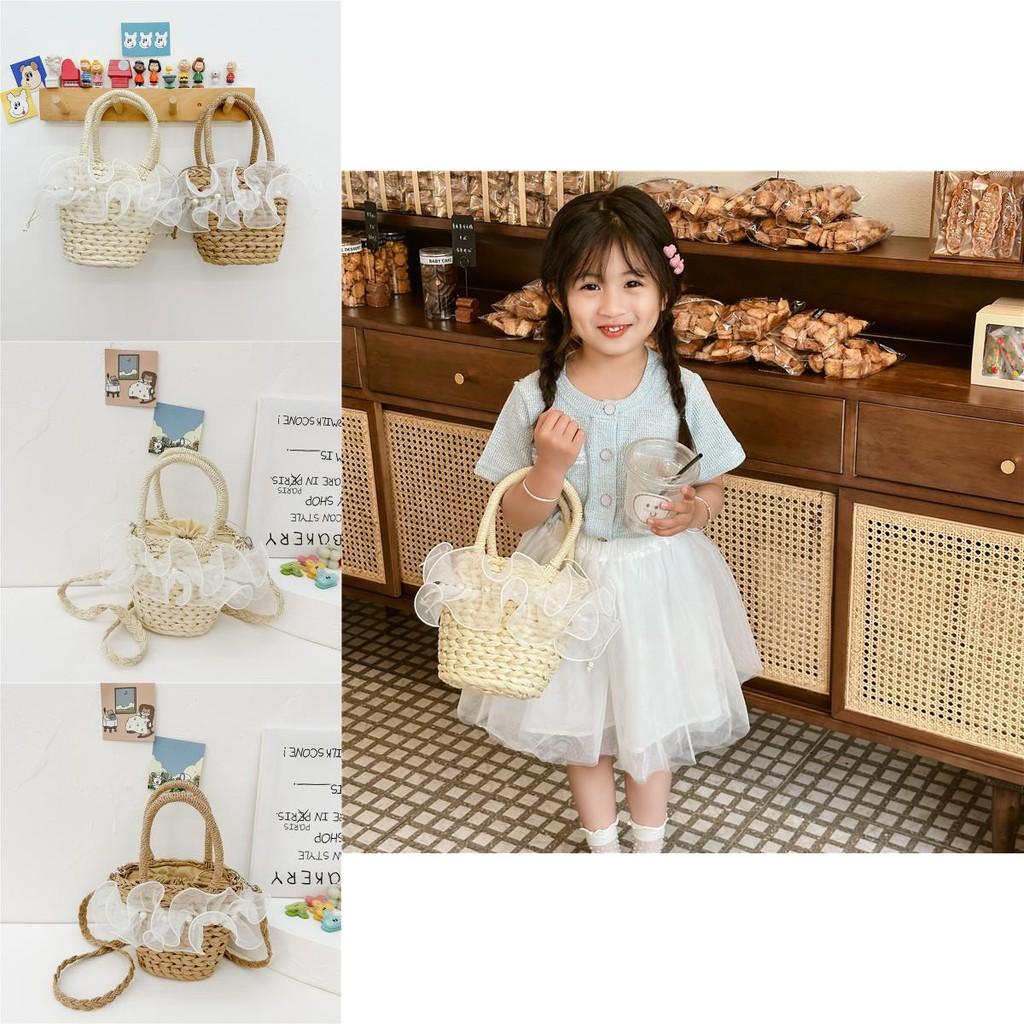 Fashionable Baby Summer Beach Bag Charming Woven Handheld Tote For Girls