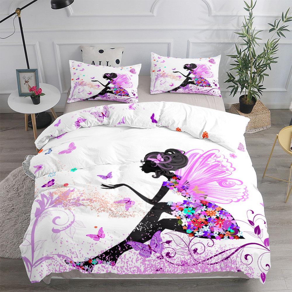 

Комплект постельного белья Neon Butterfly Girl Duvet Cover Set EU Single Double King US Twin Full Queen Size EU single(135x200cm)