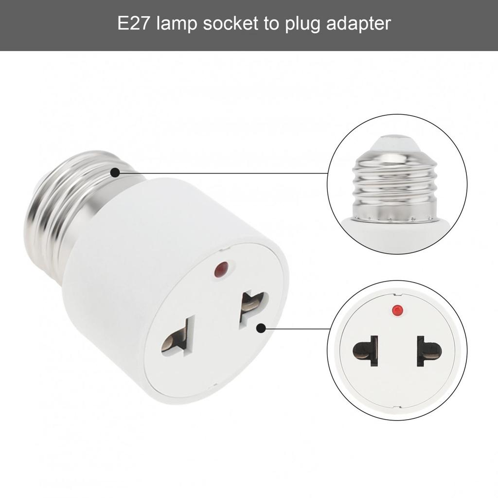 2 Prong Plug To E26 E27 Socket Adapter Medium Base Light Socket Outlet Adapter