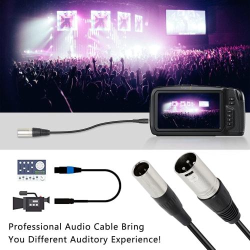 MEIRIYFA Mini XLR Microphone Cable, 3-Pin To 3-Pin for BMPCC 4K Camera, Video Assist 4K & 8K (1ft/0.3M)
