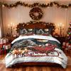 3pcs Santa Claus Reindeer Red Print Coreless Duvet Set Multi Size Bedroom Bedding Holiday Decoration Soft Machine Washable