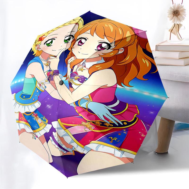 1pc Love Live! Outdoor Umbrella - Automatic Opening & Closing, Portable Tri-Fold Design with Iron Frame - Perfect Gift for Fans, Travelers, Daily Use.