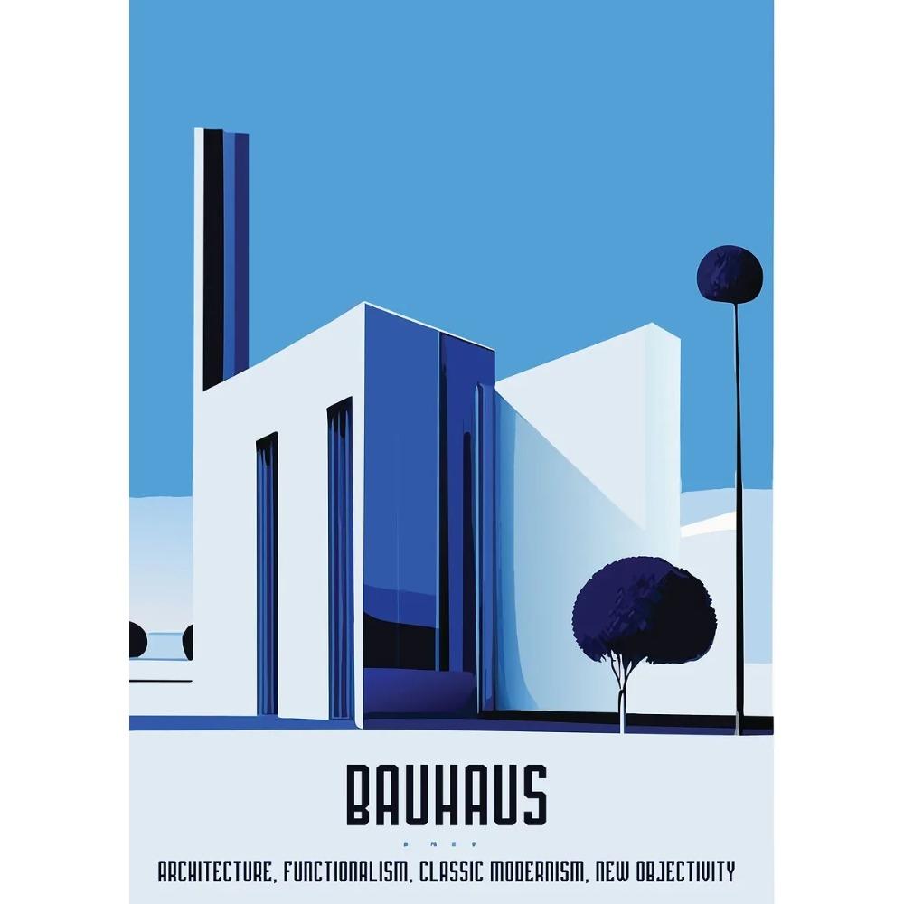Bauhaus Moderne Architektur Poster Linien und Minimalistische Architekten Drucke Leinwand Malerei Wandkunst Bild Heim Wohnzimmer Dekor