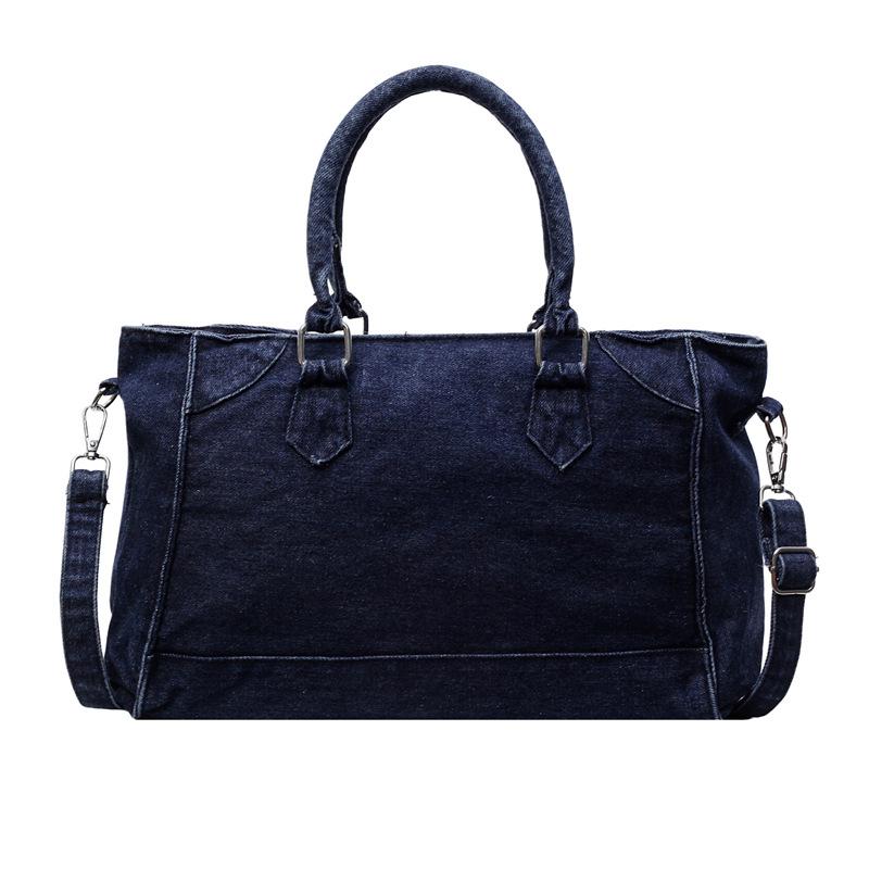 Retro Washed Denim Canvas Bag Women's New Large-capacity Casual Versatile Commuter Tote Bag Messenger Bag
