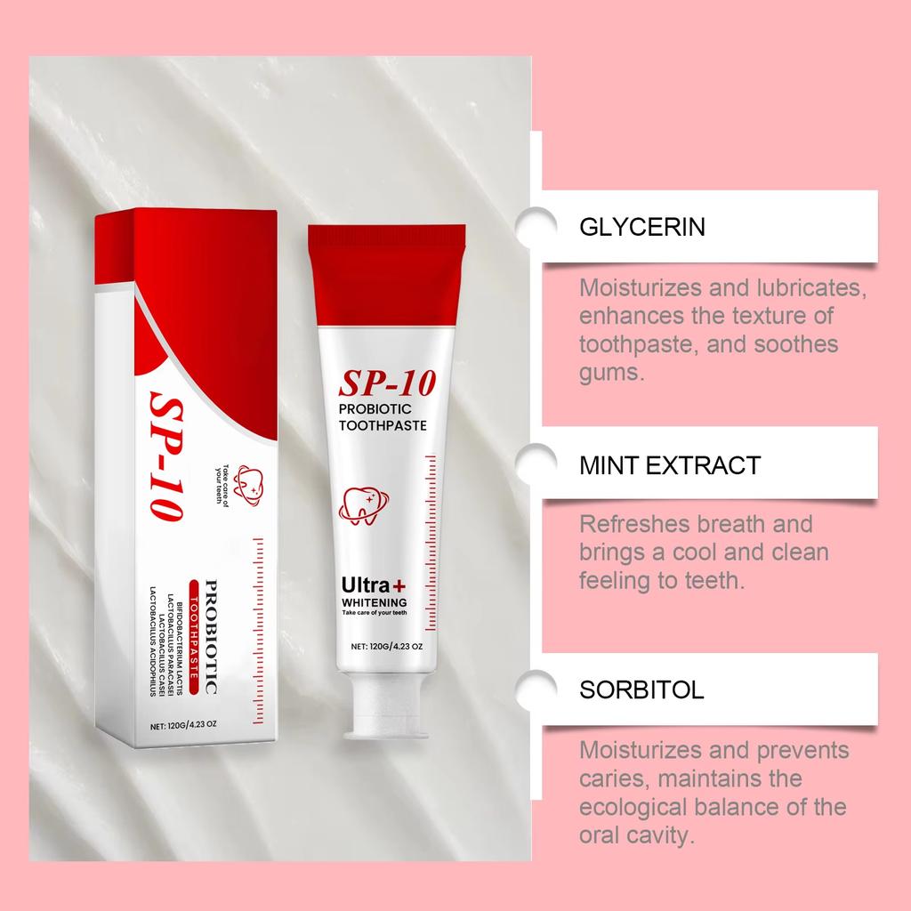Sp10 Probiotic Toothpaste Tooth Brightening Remove Plaque Improve Dental Caries Protect Gum Fresh Breath Oral Hygiene Cleansing