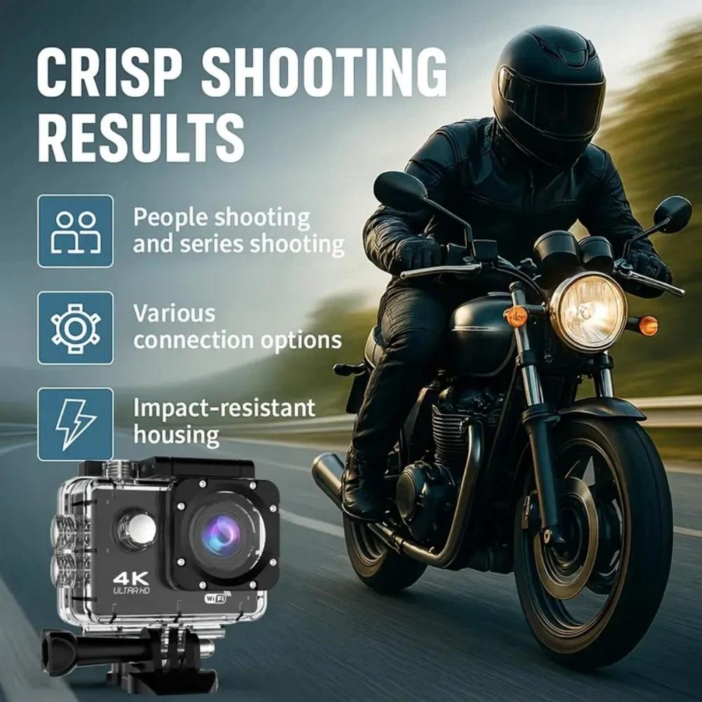 4K Action Camera - 120° Wide Angle, WiFi APP Control, Suitable for Diving & Skiing