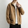 Firstview Men's Stand Collar Suede-Look Multi-Pocket Casual Jacket
