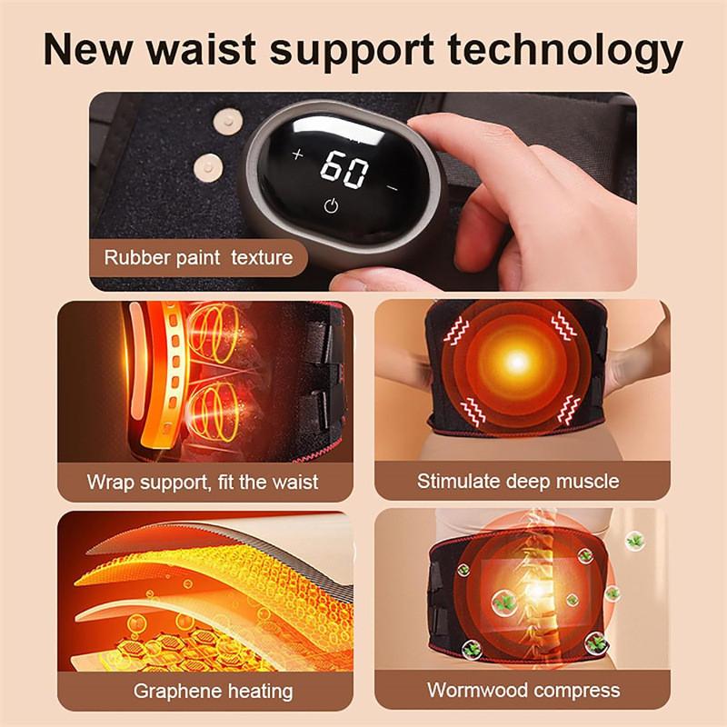 Abdomen Warmer Wireless Far Infrared Heating Lumbar Massager High Frequency Vibration Waist Massage Belt Heating Pad
