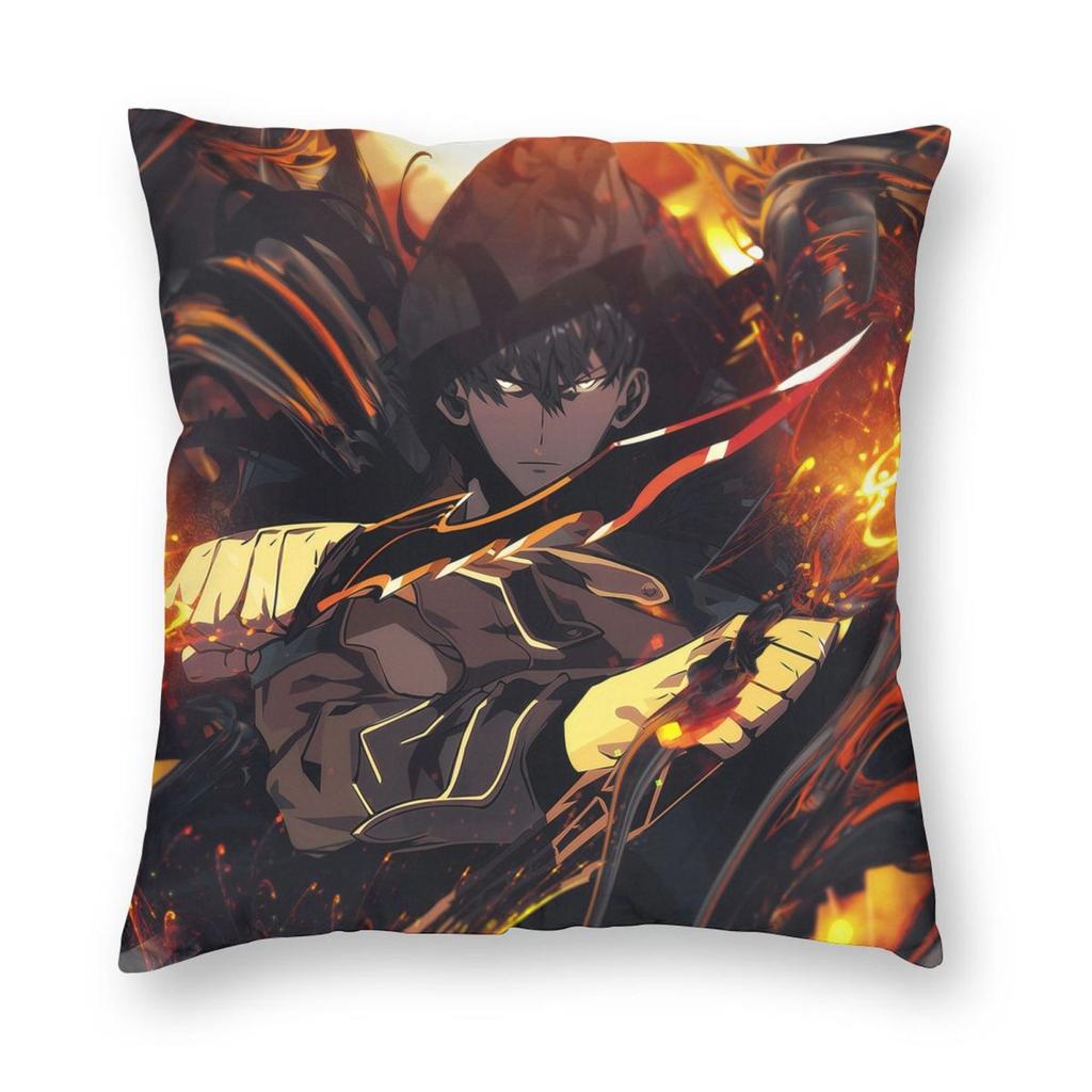 Anime Solo Leveling Pillowcase Printed Fabric Cushion Cover Decoration Throw Pillow Case Cover Seat Square 40X40cm
