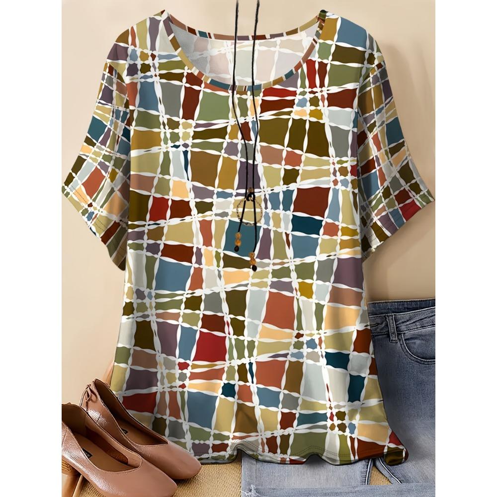 Fashionable loose women's T-shirt, printed casual women's top, summer clothing