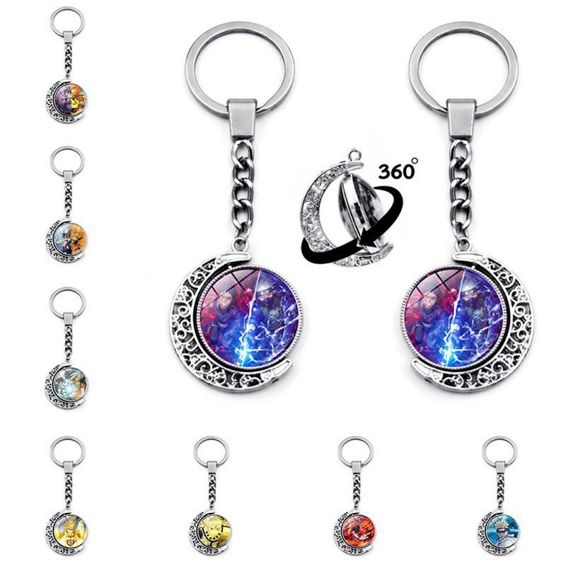 Naruto Keychain Anime Merchandise Double-sided Spinning Metal Key Ring Gift