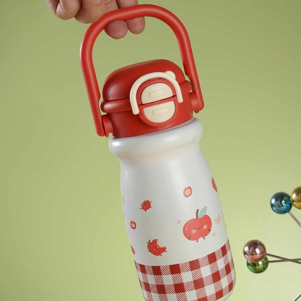 Children's 316 Stainless Steel Insulated Straw Cup - Cute Cartoon Design, Large Capacity, Portable & Durable