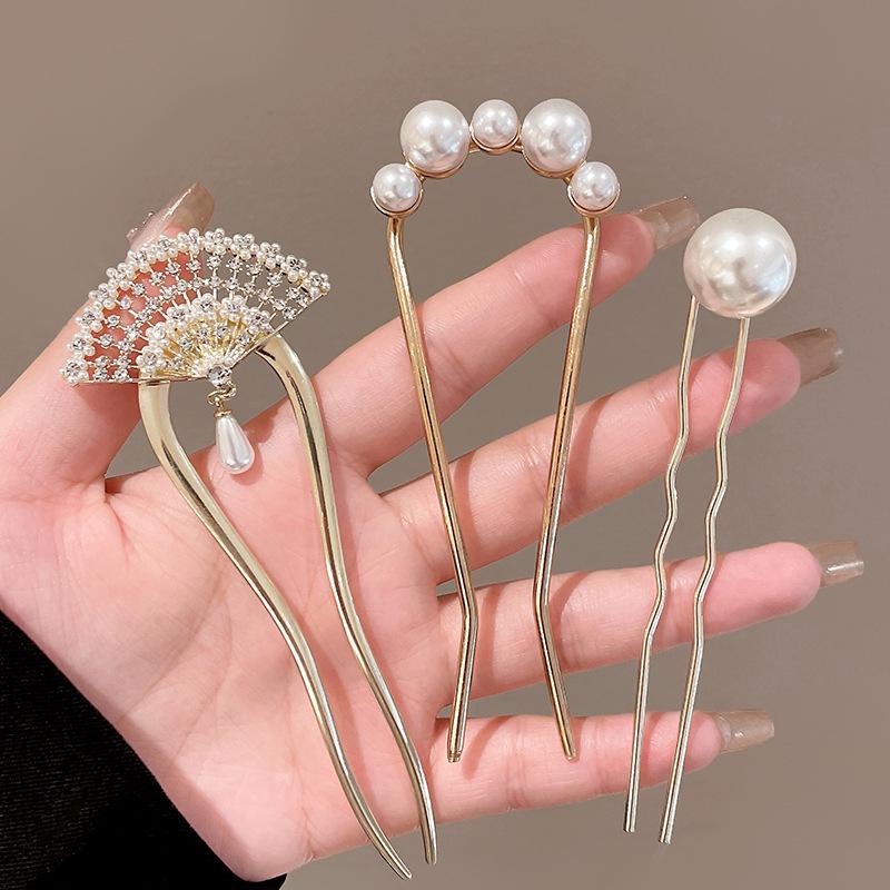 U-Shaped Pearl Women's Updo Hairpin 2025 - Elegant Insert Comb Headwear