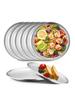 8 Pack Brushed Stainless Steel Plates, Round Kitchen Metal Dish Plates, Camping Serving Plates for BBQ, Snack, Salad, Appetizer, Fruit, Cookies