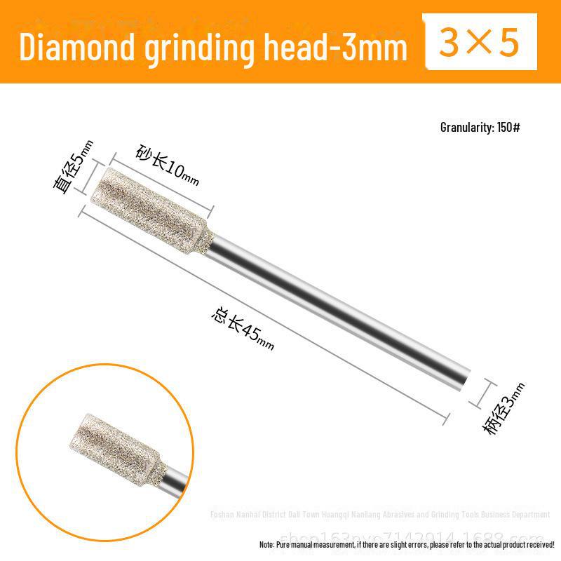 3mm Diamond Grinding Heads for Electric Grinder – Cylindrical, Bullet, Umbrella, Ball Shapes