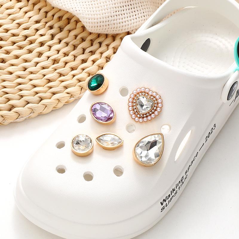 Heart Bow Gemstone Shoe Charms: DIY Detachable Accessories for Crocs and More