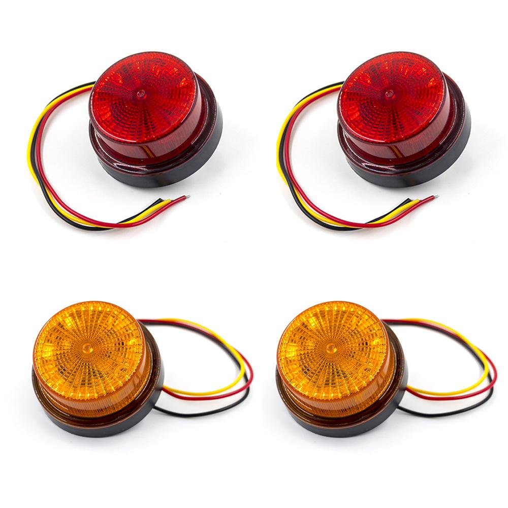 4Pcs 12V 24V 2 Modes 12 LED Warning Emergency Strobe Light Flashing Light Rotating Warning Light Signal Lamp Truck Waterproof