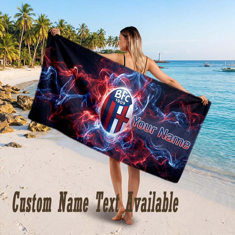 Bologna FC Design Beach Towel Custom Text Large Towel for Beach Vacation