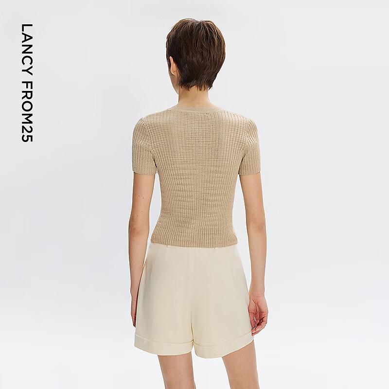 Langzi Sommer Kurzarm Rundhals Strickoberteil