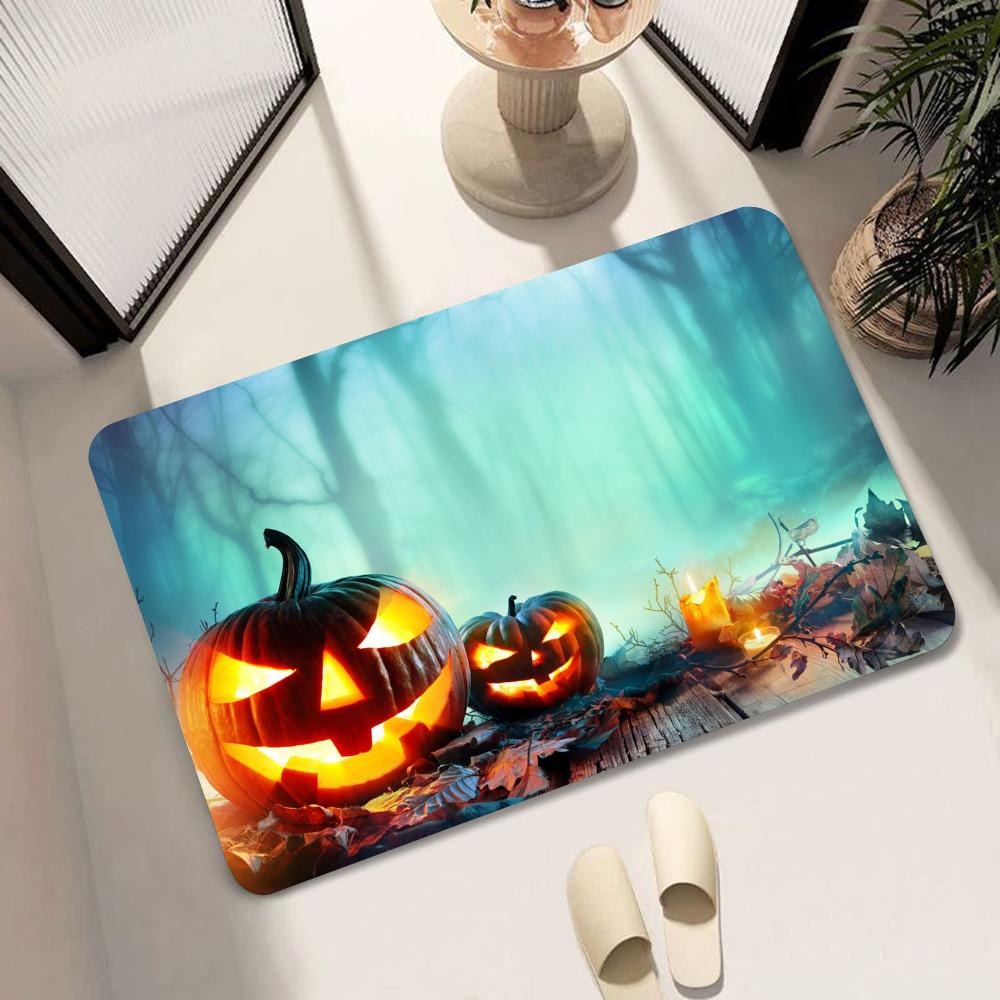 1pc V- Halloween 3D Visual Clown Absorbent Mats Anti-Slip Mats Home Decor Supplies Carpets Home Kitchen Floor Mats