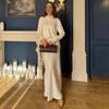 Spring and Autumn New European and American Women's Clothing Cross-border Satin Shirt Dress Women's Waist Long Fishtail Dress Long Dress