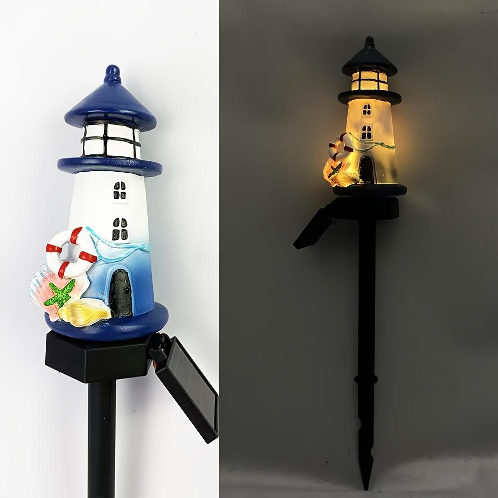 Solar Resin Sea Lighthouse LED Outdoor Lighting Decorative Landscape Light Solar Garden Light Lawn Light Suitable for Garden Lawn Festival Decoration