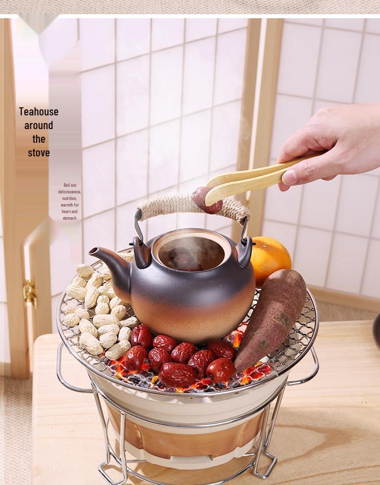 Clay Teapot with Lid and Handle for Electric or Charcoal Stove
