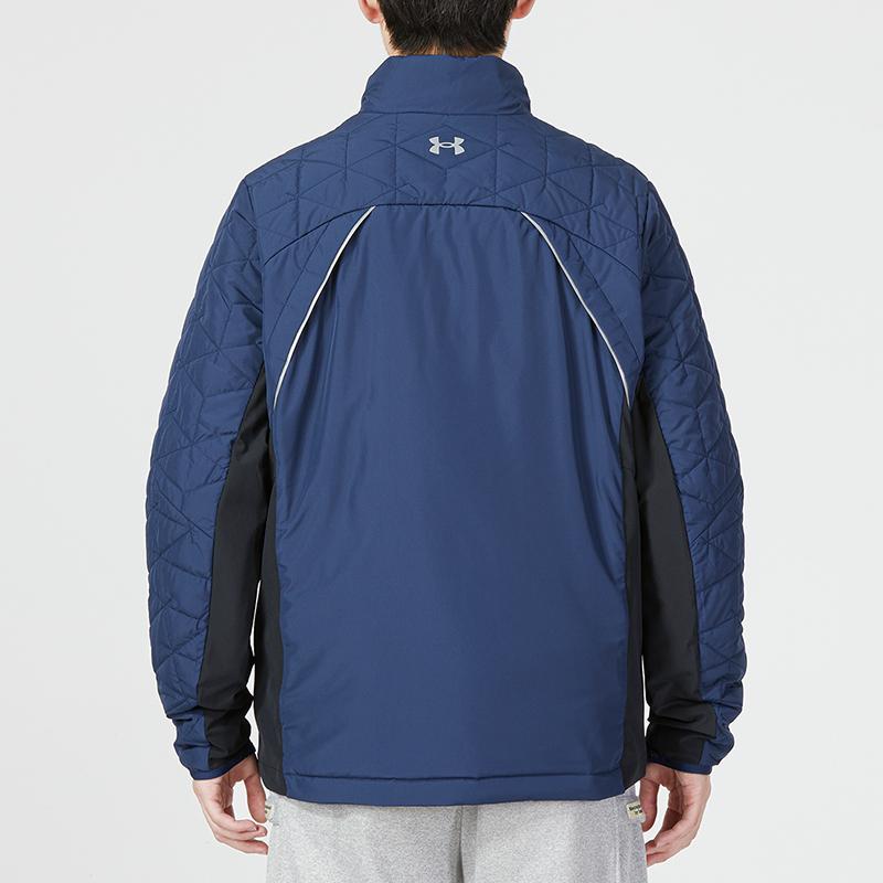 Under Armour Solid Logo Print Straight Zip Jacket Men Outerwear Blue 1364642-408
