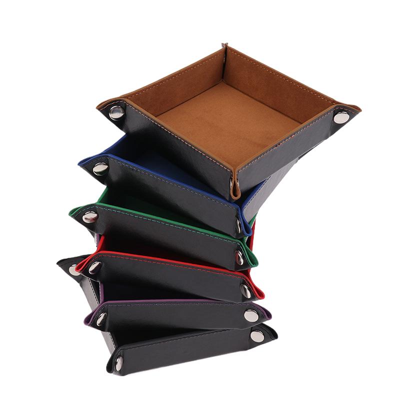 Key Box Pu Leather Folding Dice Tray Box Dice Game Tray For Game Dice Storage Table Board Games