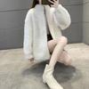 Winter Lady Coat Thickened Double-sided Faux Fleece Solid Color Stand Collar Neck Protection Letter Decor Long Sleeves Keep Warm Outdoor Travel Jacket