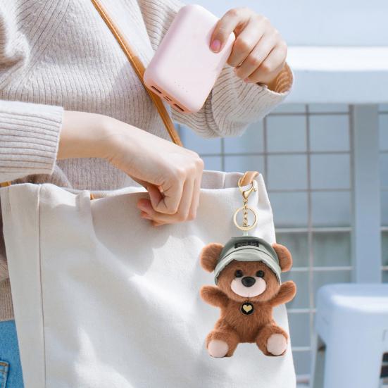 Cute Bear Wear Hat Keychain Soft Plush Backpack Charm for Girls Adorable Keyring Gift for Mothers Lovers Family Friends Colleagues