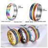 European and American Multi-color Rainbow Drip Oil Titanium Steel Couple Ring