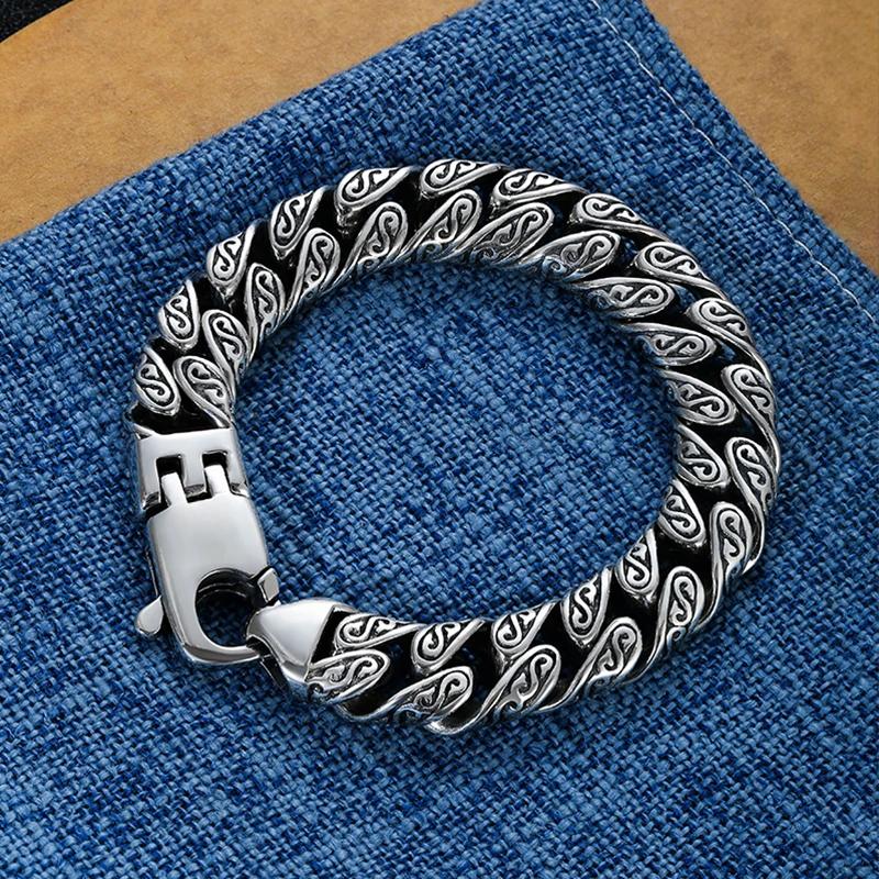 Neues Personalisierbares Armband mit Tang-Gras-Muster für Herren, dicker Abschnitt, für Jungen, Hip-Hop, Street, Hipster, Mode, Damenschmuck