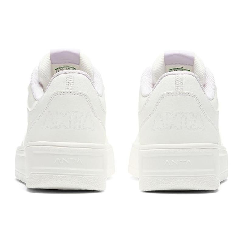 Anta Relaxed Synthetic Leather Slip Resistant Abrasion Resistant Low Top Skateboard Shoes Women's White Sneakers 922418001Q-1