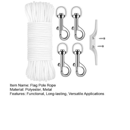Flag Pole Rope Kit 98 Ft Flagpole Halyard Rope Set Flag Pole Rope with Swivel Hook Clips for Pet Leashes Camping Tents
