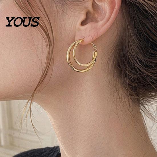 Earring 1 Pair Gold/Silver Hoop Earrings for Women, Chunky Casual And Formal Triple Split Earrings, Multi Statement Jewelry
